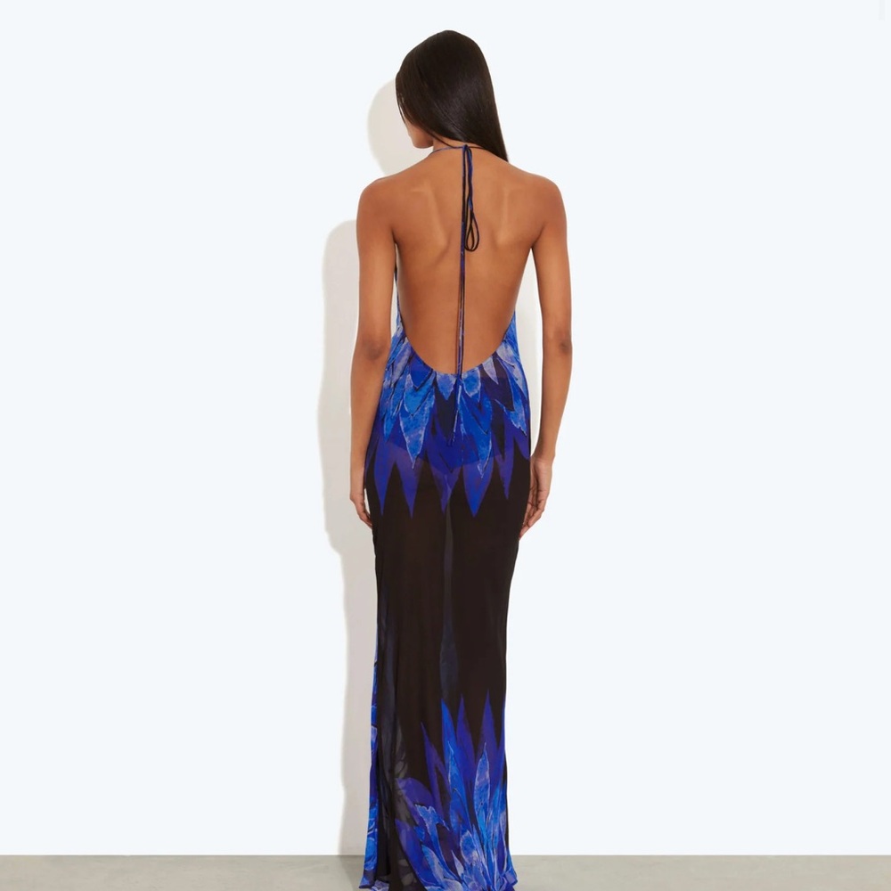 Rat & Boa Vibrant Blue and Black Backless Dress - Picture 2 of 2